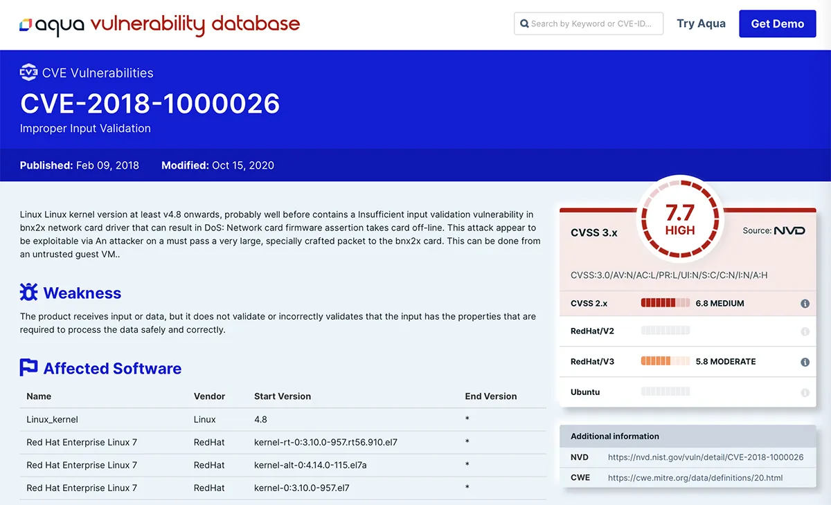 Aqua Vulnerability Database