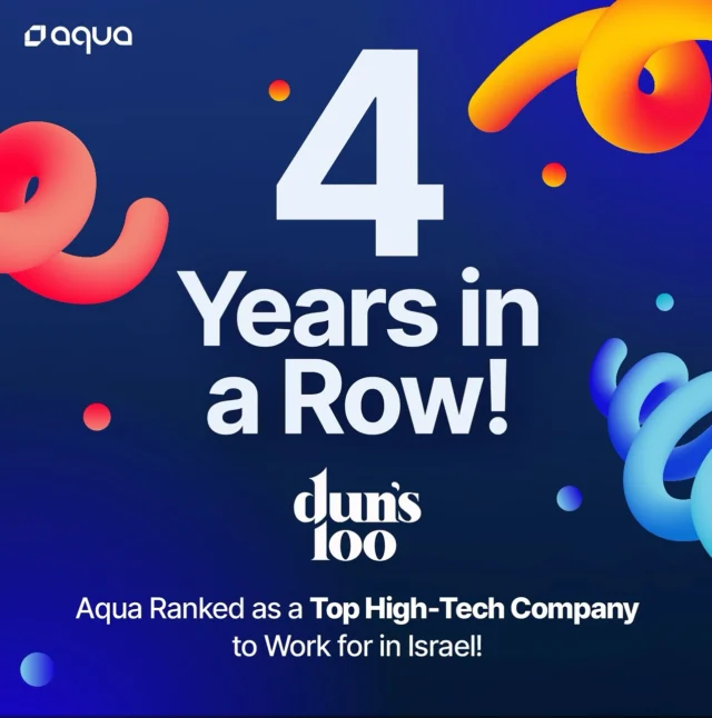 ✨ Aqua has done it again! We’re thrilled to be ranked among Israel’s top high-tech workplaces for the 4th consecutive year! 🇮🇱

Ready to join a team that’s leading the way in cloud native security? Explore our open roles and take the next step in your career with us!
👉 Link in bio!

#duns100 #hiring #careeropportunities