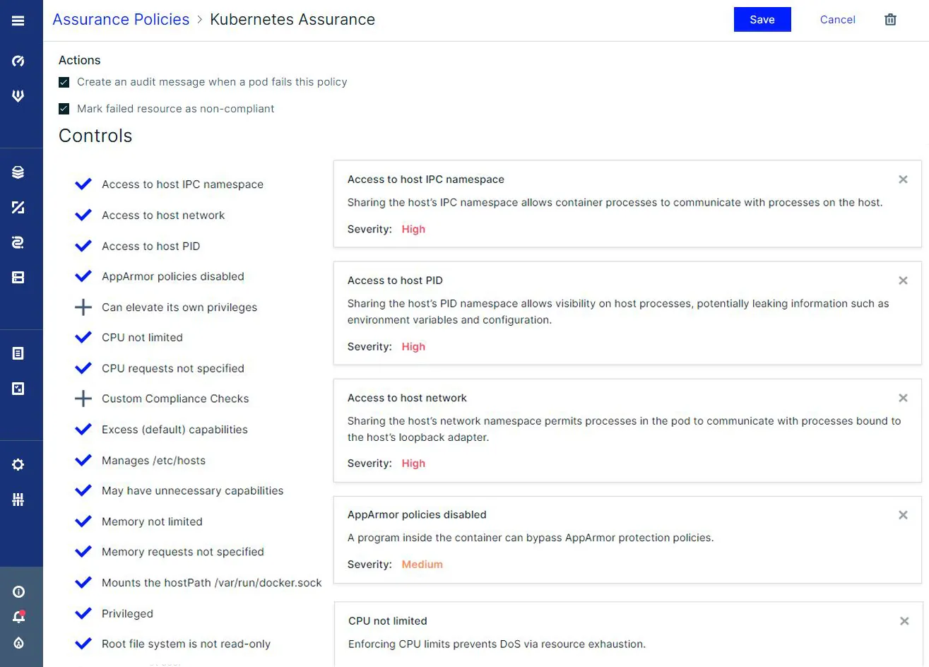 Assurance Policies view