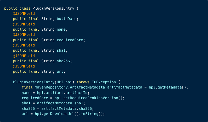 Example of a json metadata of a plugin