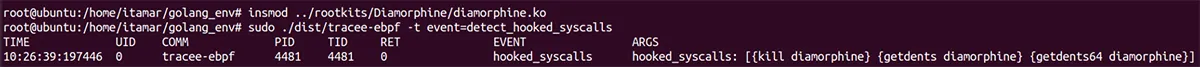 Tracee sendד an event of hooked_syscalls to ensure that the system isn’t compromised