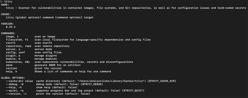 Trivy CLI options